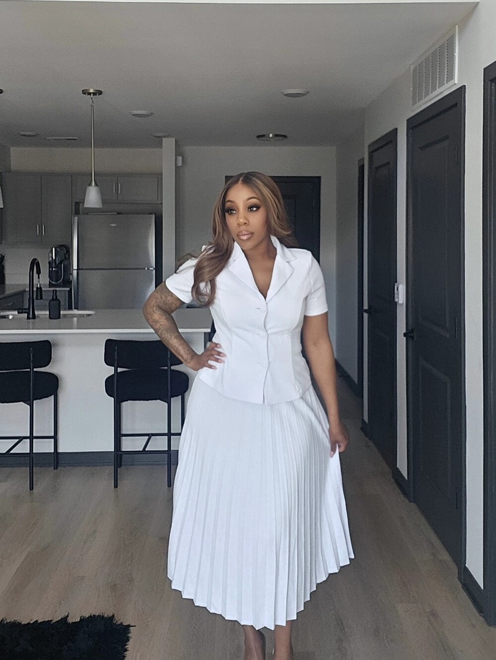 White 2pc Skirt Set